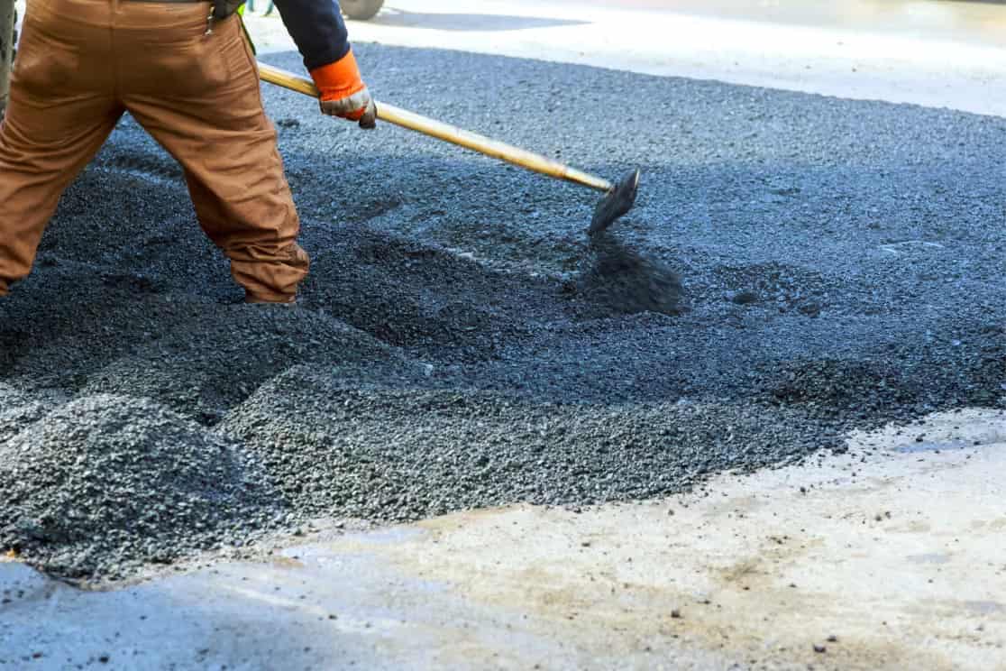 Hot mix asphalt being produced at Frontera Materials